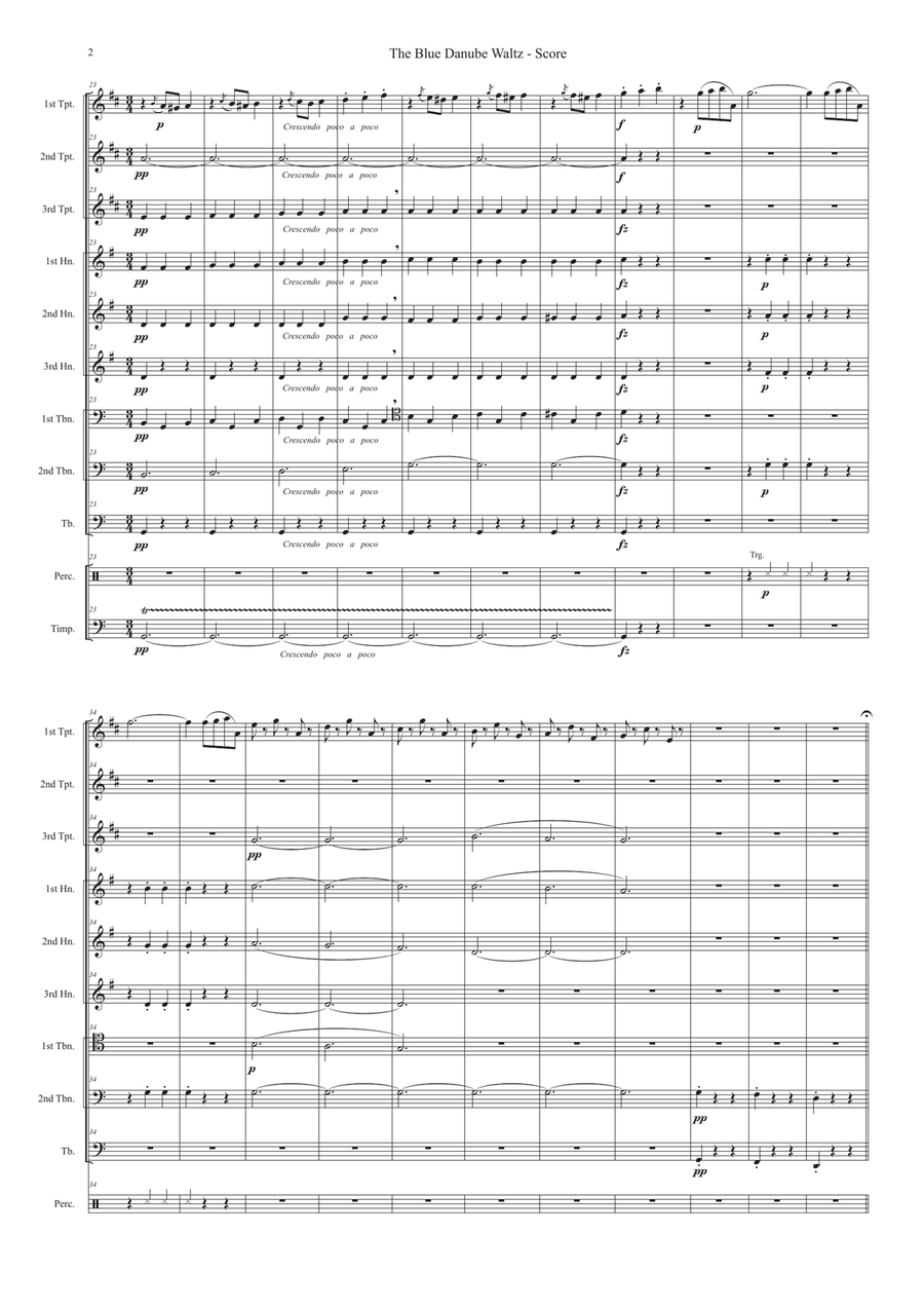 The Blue Danube Waltz Op. 314 for brass ensemble Brass Ensemble scores gallery preview page 3