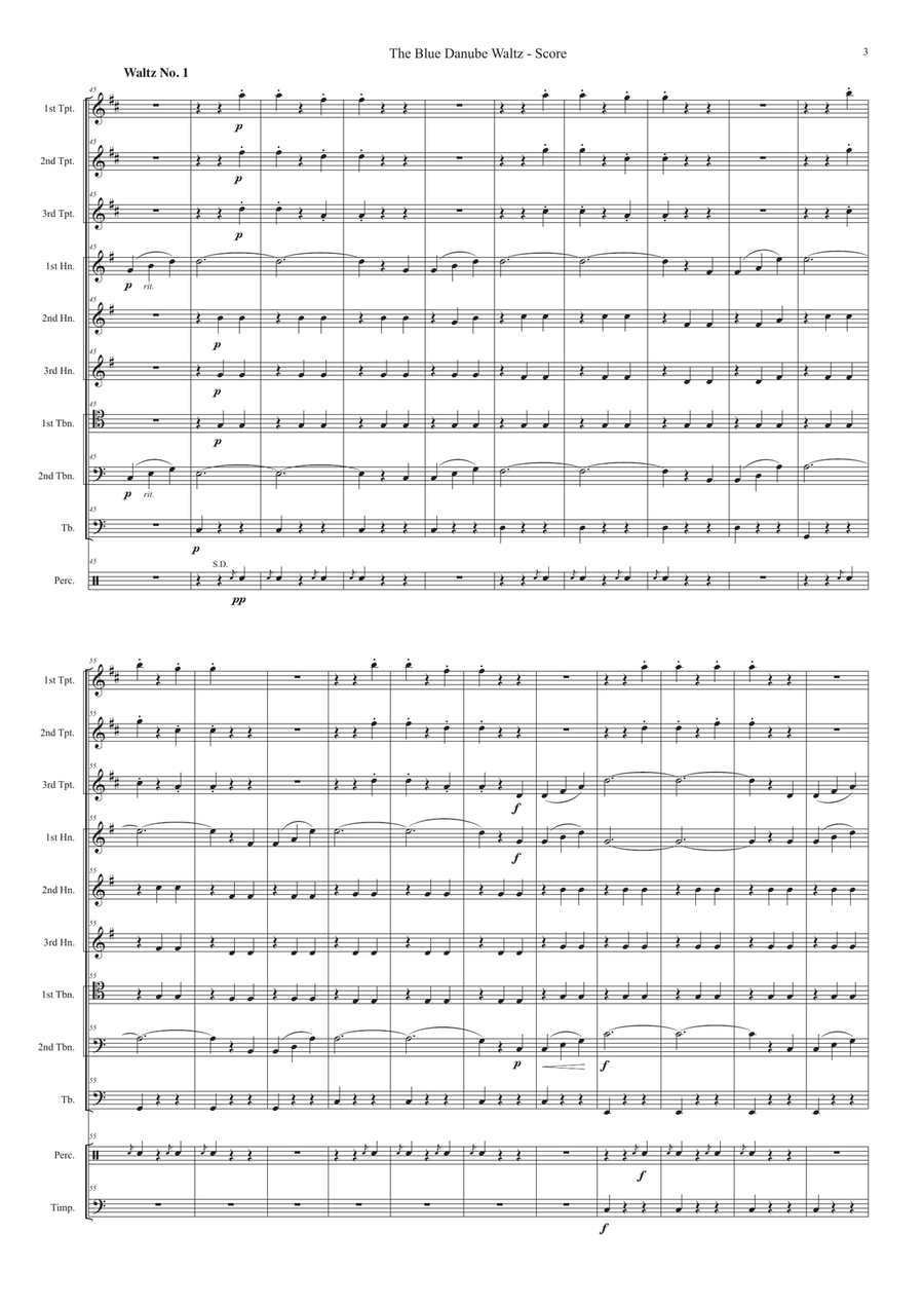 The Blue Danube Waltz Op. 314 for brass ensemble Brass Ensemble scores gallery preview page 4