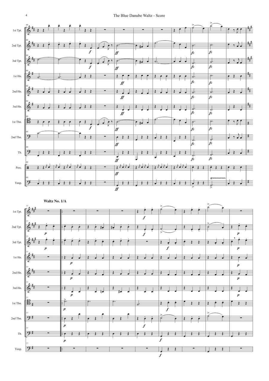 The Blue Danube Waltz Op. 314 for brass ensemble Brass Ensemble scores gallery preview page 5