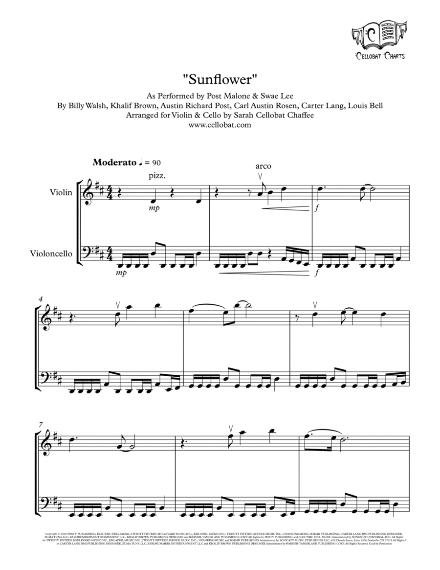 Sunflower String Duet scores gallery preview page 1