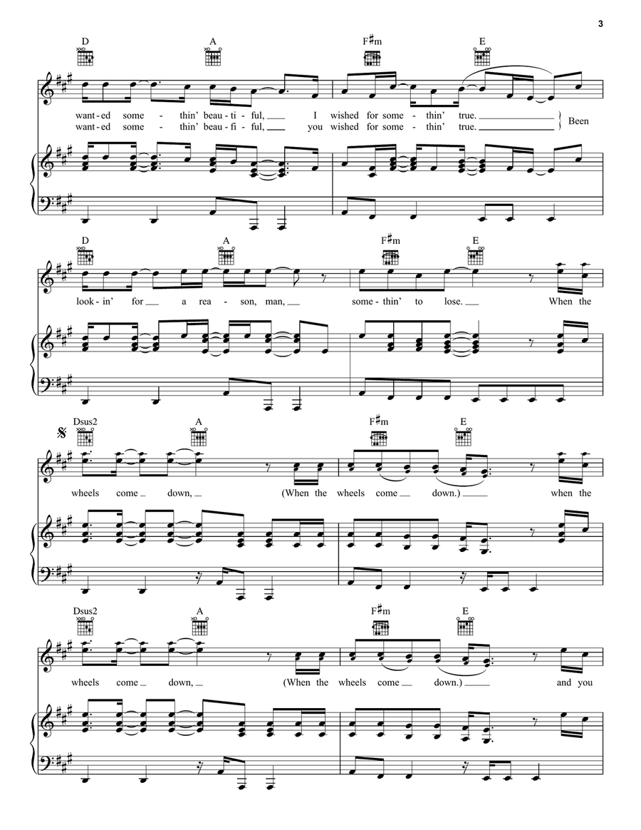 Wheels Wheels Piano, Vocal, Guitar scores gallery preview page 3