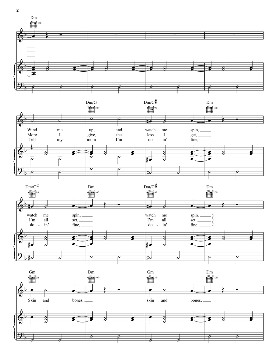 Skin & Bones Skin & Bones Piano, Vocal, Guitar scores gallery preview page 2