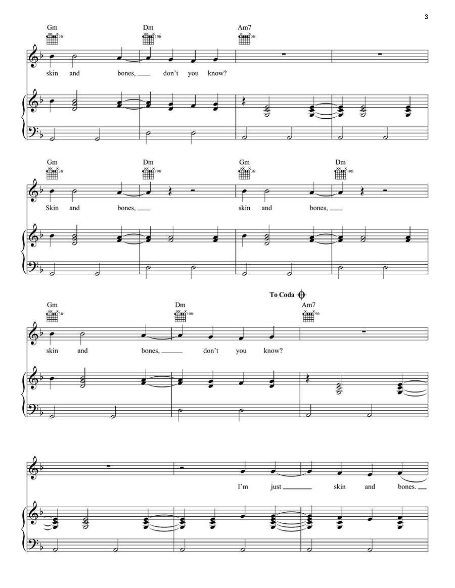 Skin & Bones Skin & Bones Piano, Vocal, Guitar scores gallery preview page 3