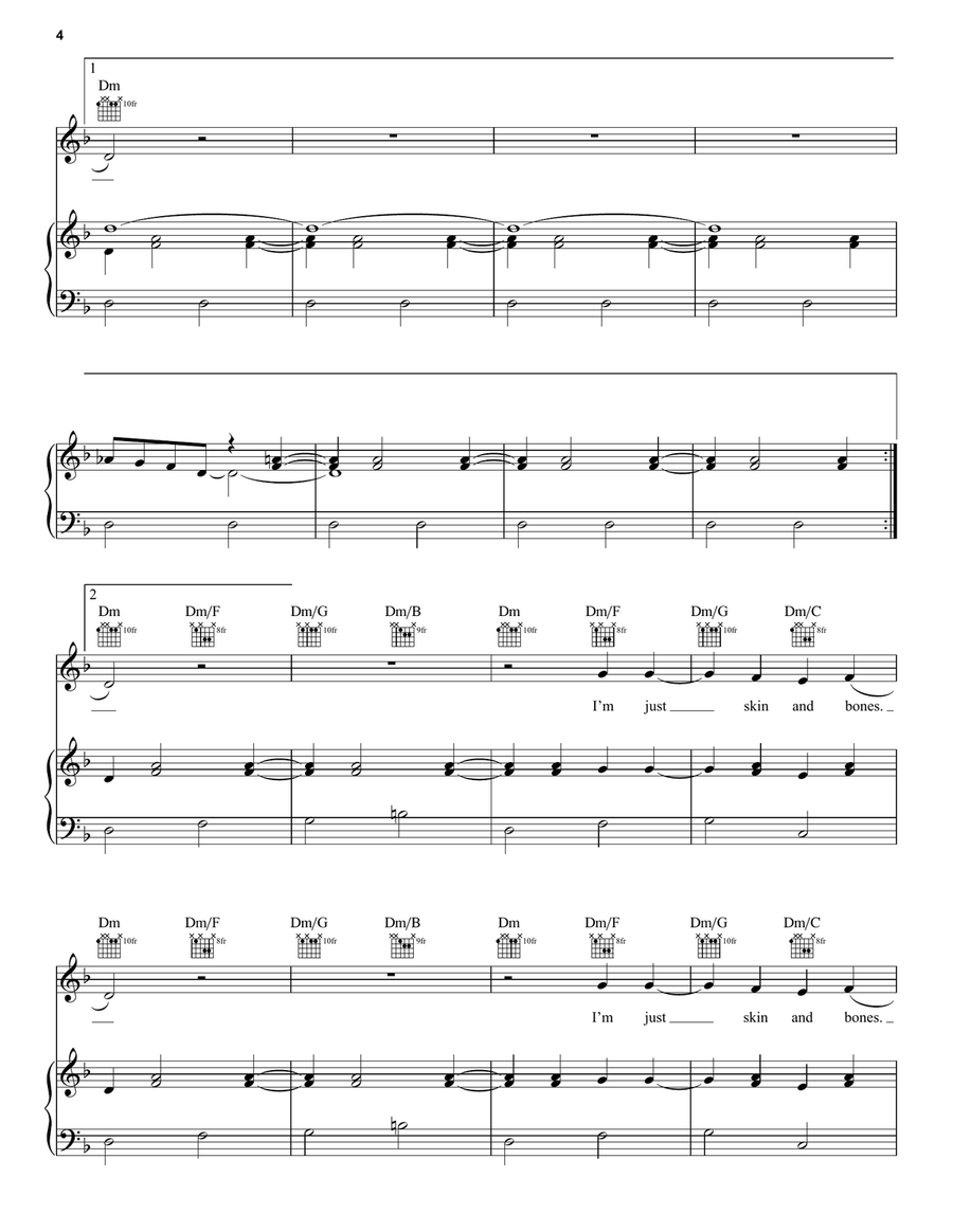 Skin & Bones Skin & Bones Piano, Vocal, Guitar scores gallery preview page 4