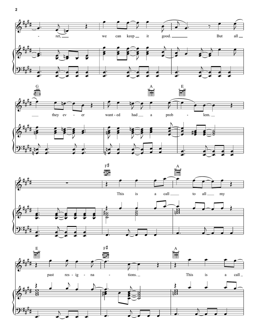 This Is A Call This Is A Call Piano, Vocal, Guitar scores gallery preview page 2