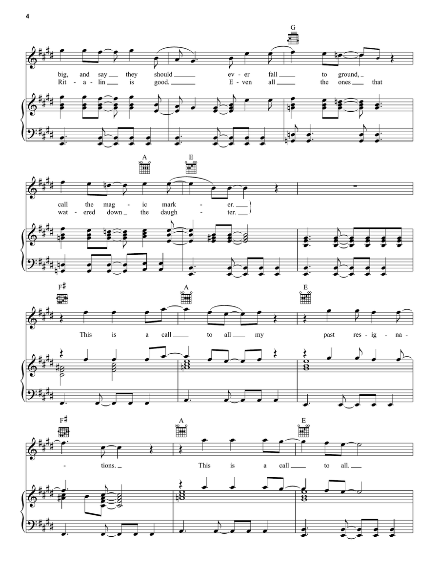 This Is A Call This Is A Call Piano, Vocal, Guitar scores gallery preview page 4