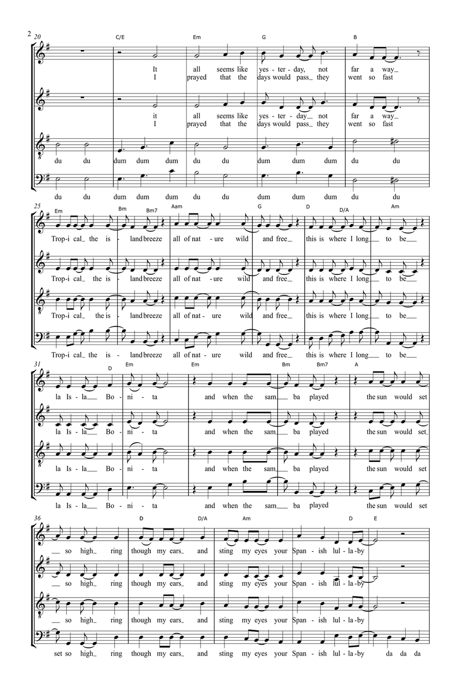 La Isla Bonita (arr. Gitika Partington) Choir scores gallery preview page 2