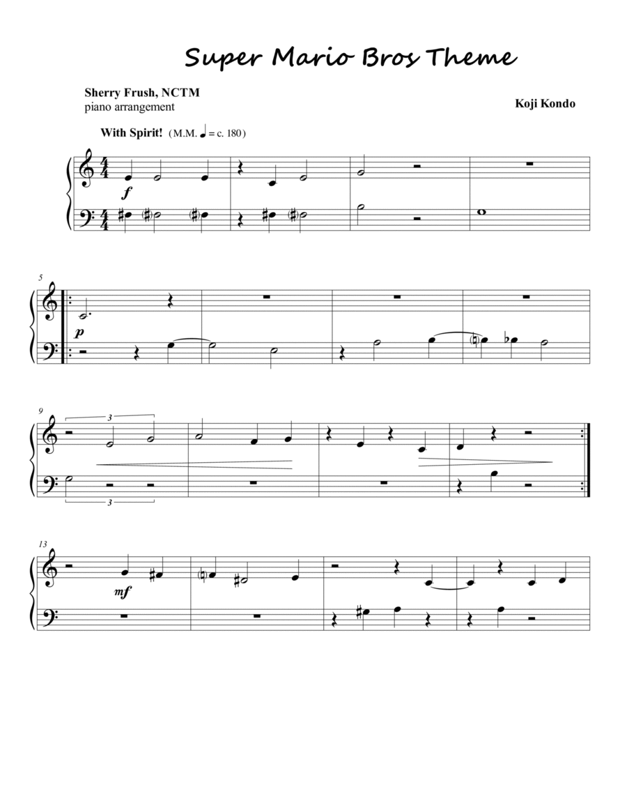Super Mario World Theme Easy Piano scores gallery preview page 1