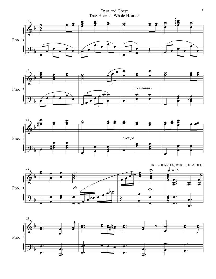 Trust and Obey and True-Hearted, Whole-Hearted Piano Solo scores gallery preview page 4