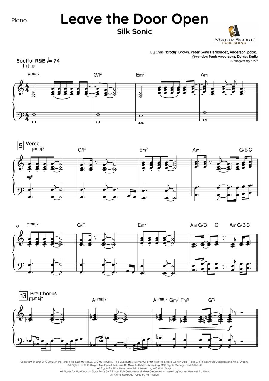 Leave The Door Open Piano scores gallery preview page 6