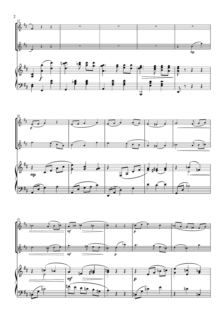Valse Op.15 Rimsky- Korsakov- for Flute Duet and Piano. Intermediate Flute Duet scores gallery preview page 3
