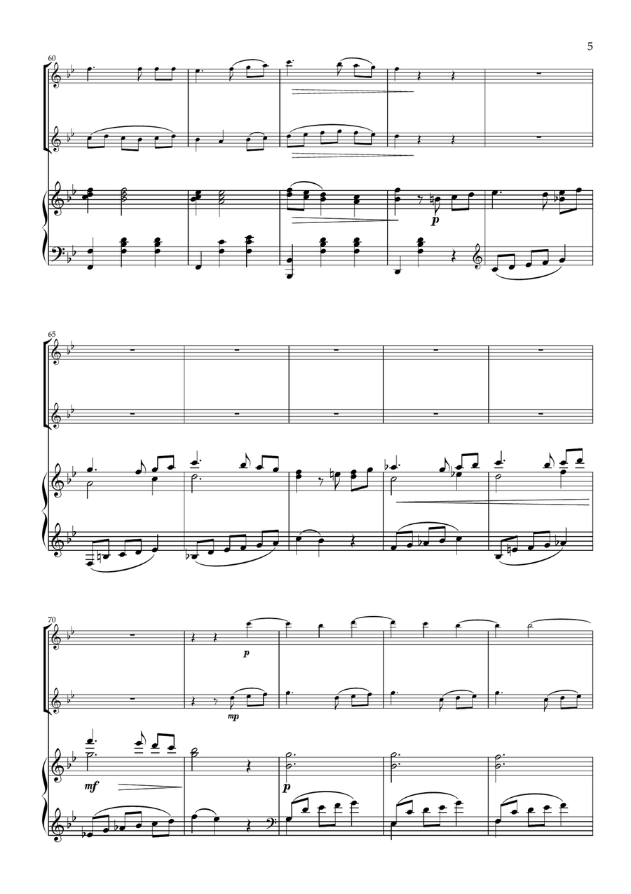 Valse Op.15 Rimsky- Korsakov- for Flute Duet and Piano. Intermediate Flute Duet scores gallery preview page 6