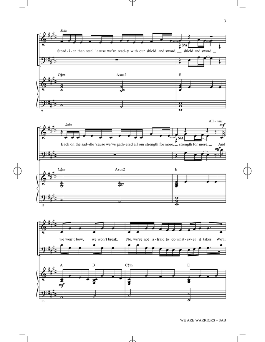 We Are Warriors (Warrior) (arr. Mac Huff) 3-Part scores gallery preview page 2