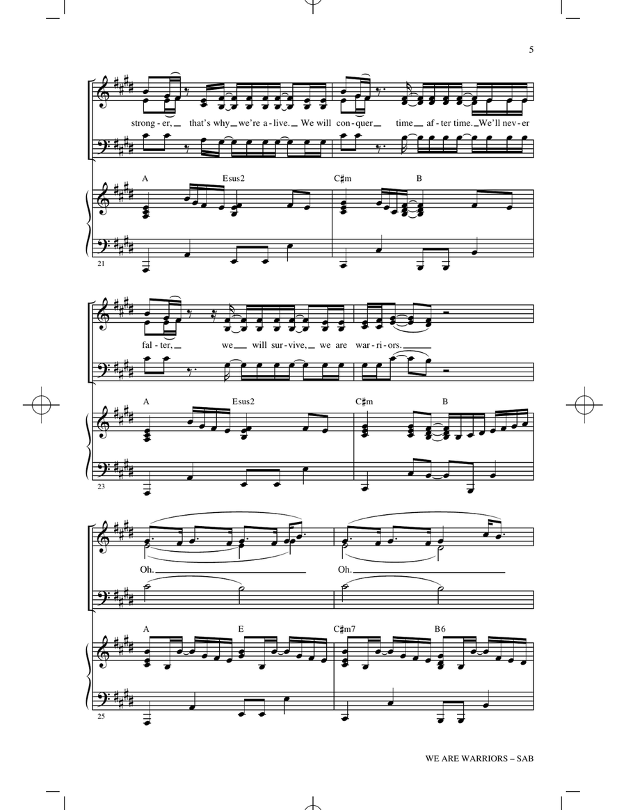 We Are Warriors (Warrior) (arr. Mac Huff) 3-Part scores gallery preview page 4