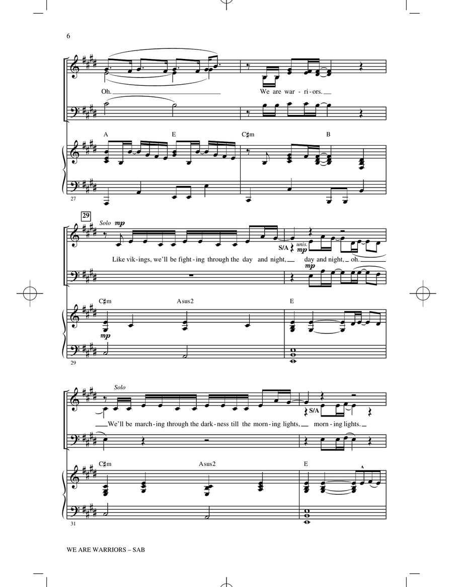 We Are Warriors (Warrior) (arr. Mac Huff) 3-Part scores gallery preview page 5