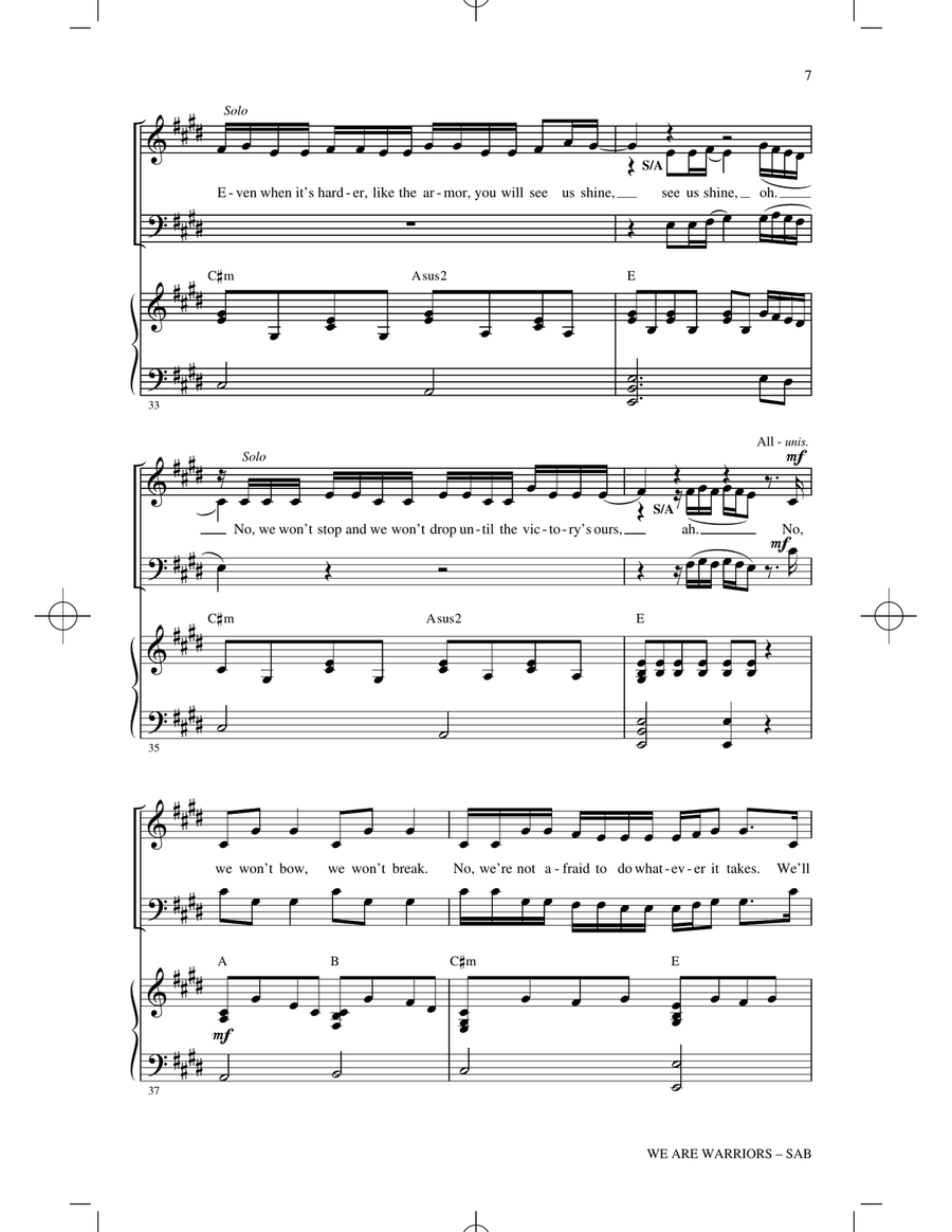 We Are Warriors (Warrior) (arr. Mac Huff) 3-Part scores gallery preview page 6