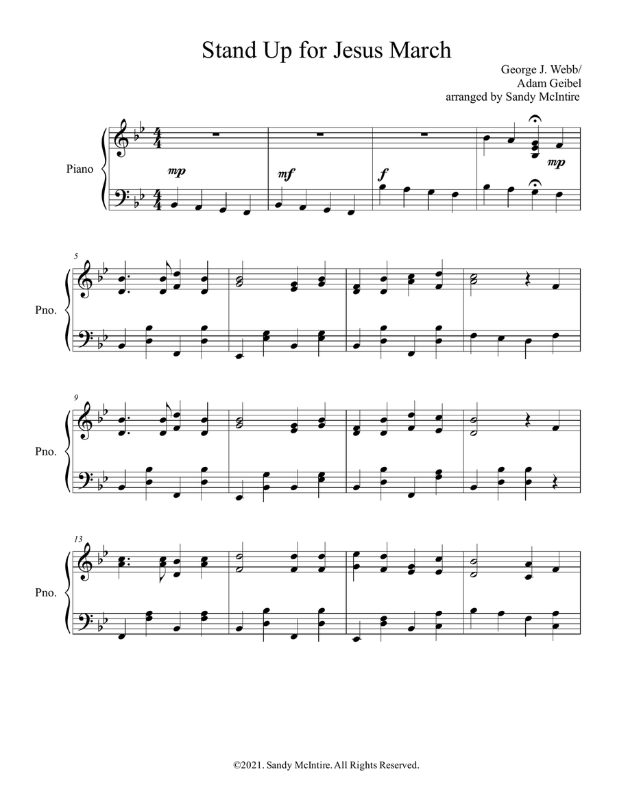 Stand Up, Stand Up for Jesus Piano Solo scores gallery preview page 2