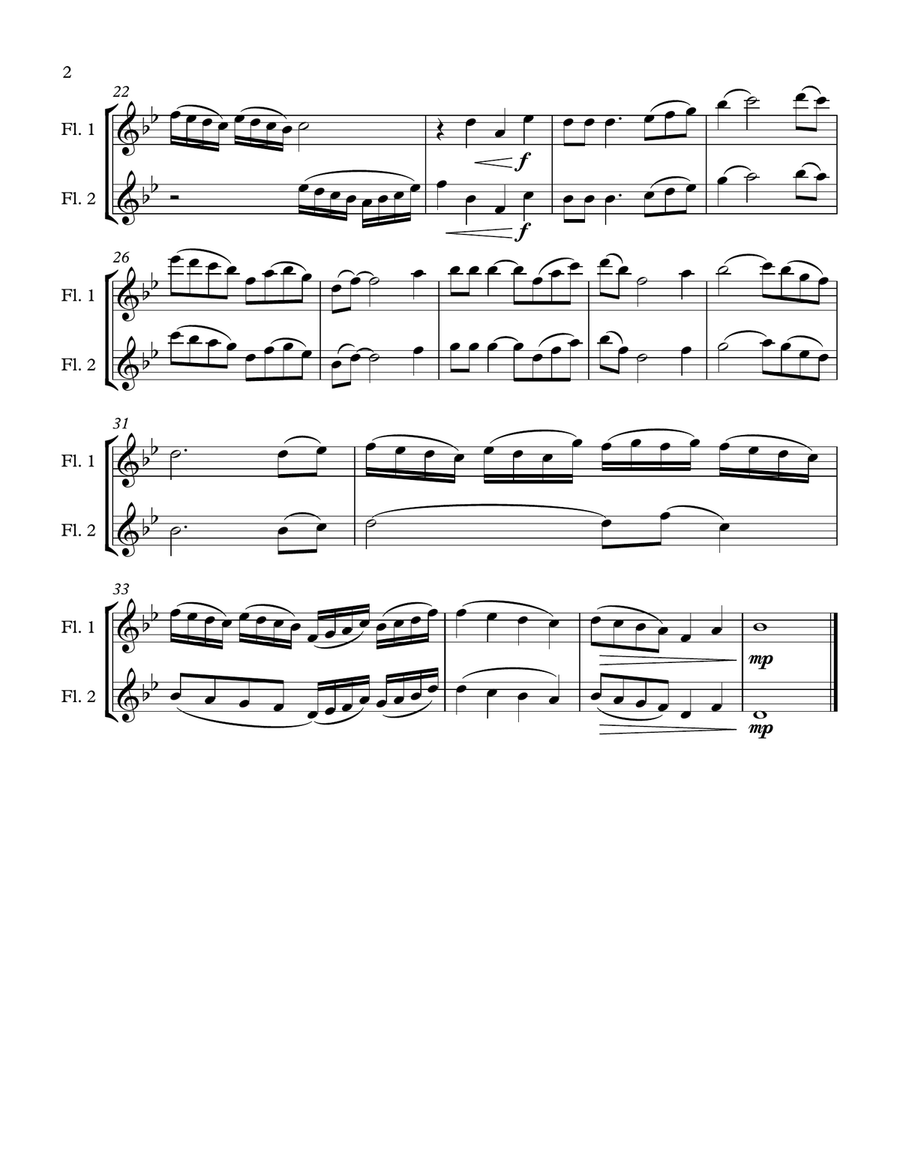 Shenandoah for Two Flutes Flute Duet scores gallery preview page 2
