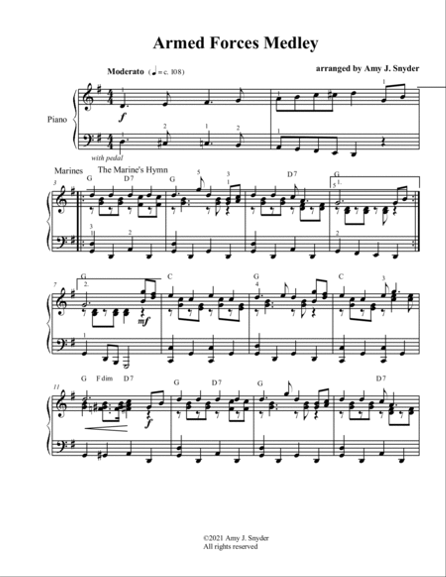 Armed Forces medley, piano solo Piano Solo scores gallery preview page 2