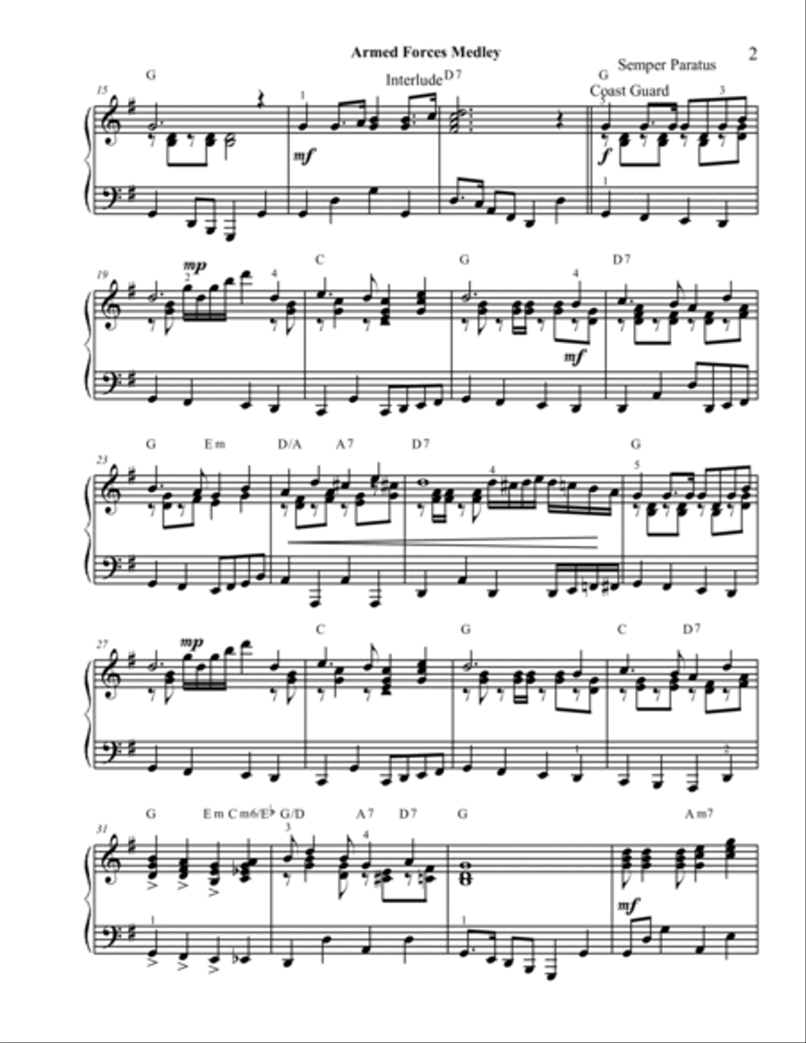 Armed Forces medley, piano solo Piano Solo scores gallery preview page 3