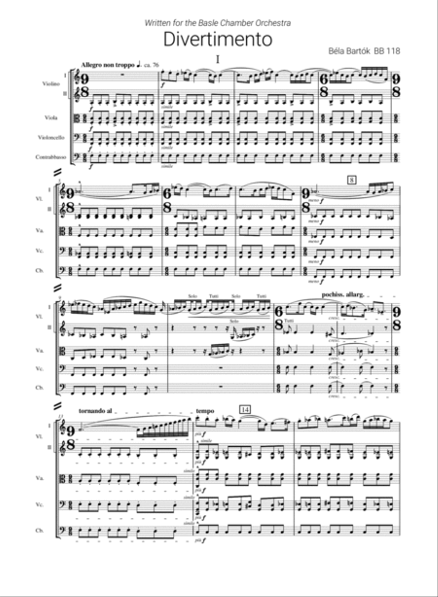 Divertimento BB 118 String Orchestra scores gallery preview page 2