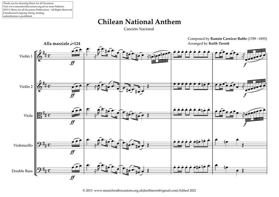 Chilean National Anthem for String Orchestra (MFAO World National Anthem Series) String Orchestra scores gallery preview page 2