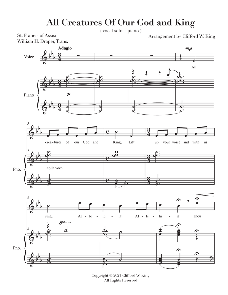All Creatures of Our God and King ( high voice ) Piano, Vocal scores gallery preview page 2