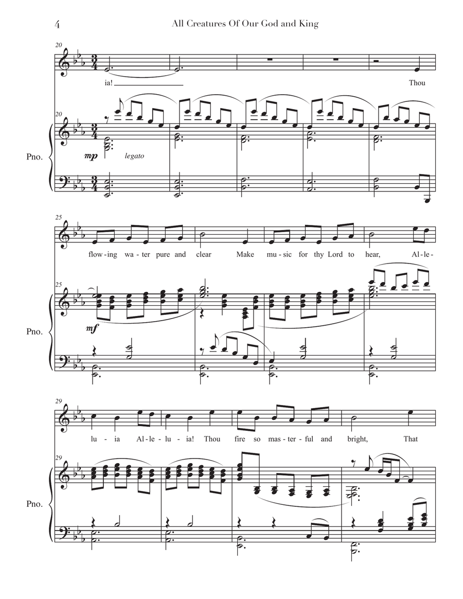 All Creatures of Our God and King ( high voice ) Piano, Vocal scores gallery preview page 4