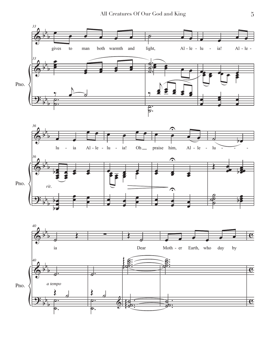All Creatures of Our God and King ( high voice ) Piano, Vocal scores gallery preview page 5