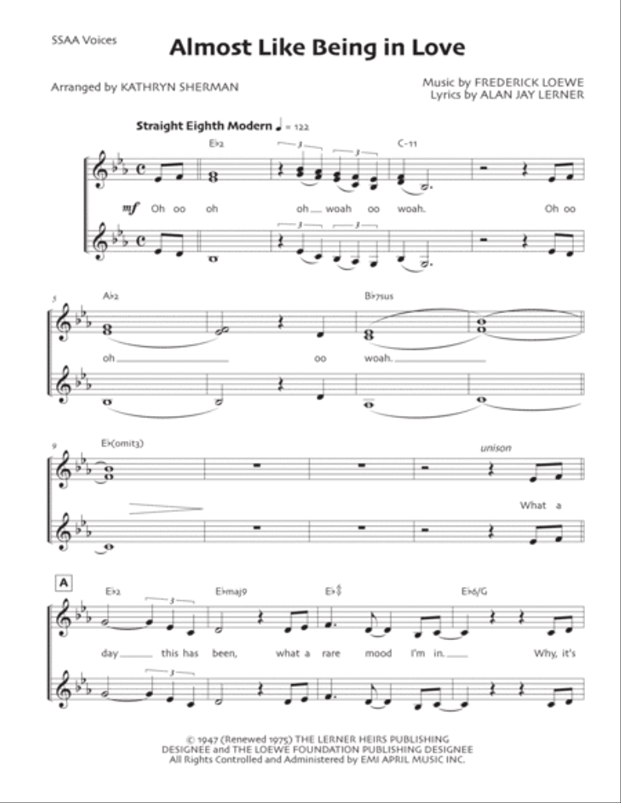 Almost Like Being In Love SSAA scores gallery preview page 2