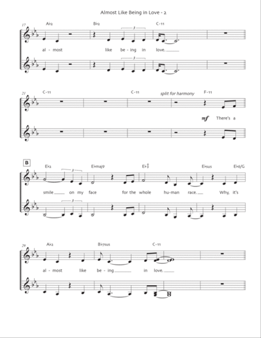 Almost Like Being In Love SSAA scores gallery preview page 3