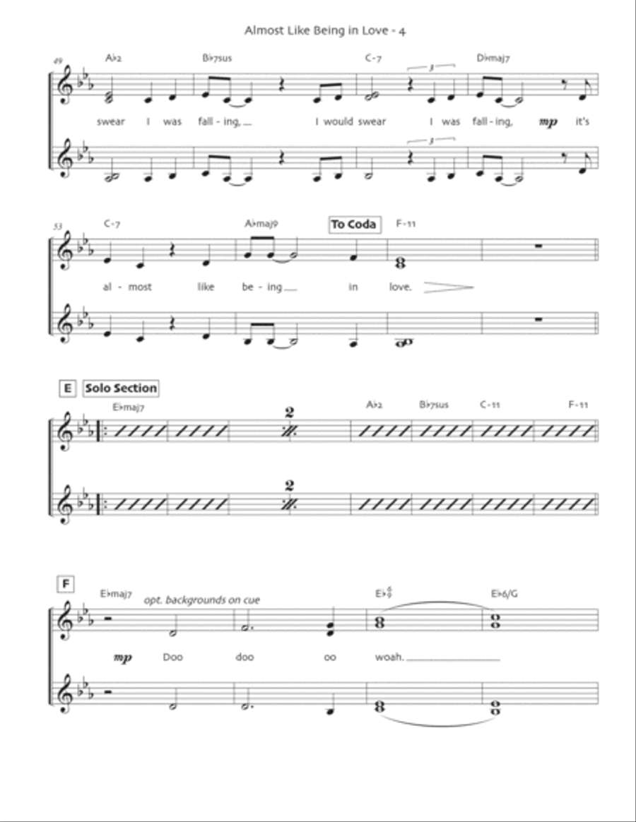 Almost Like Being In Love SSAA scores gallery preview page 5