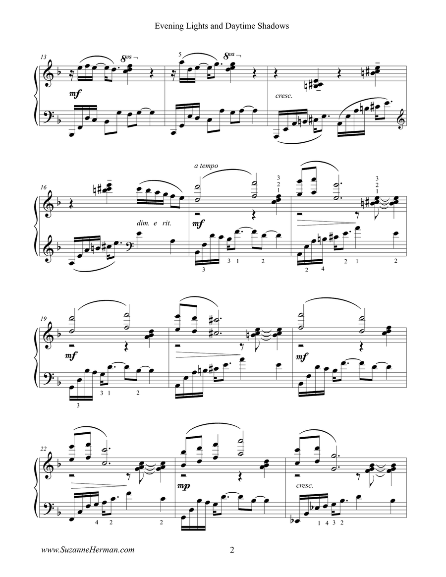 Evening Lights and Daytime Shadows Piano Solo scores gallery preview page 2