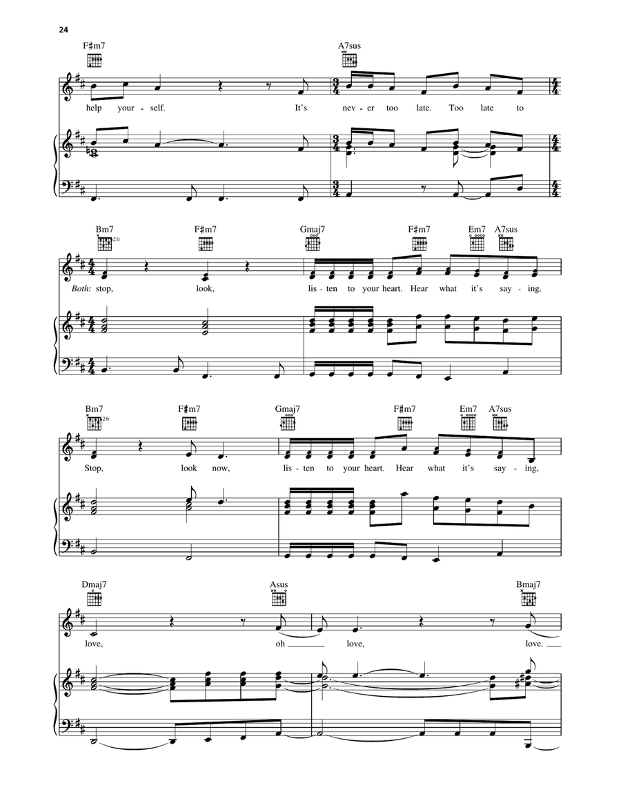 Stop, Look, Listen (To Your Heart) Piano, Vocal, Guitar scores gallery preview page 3