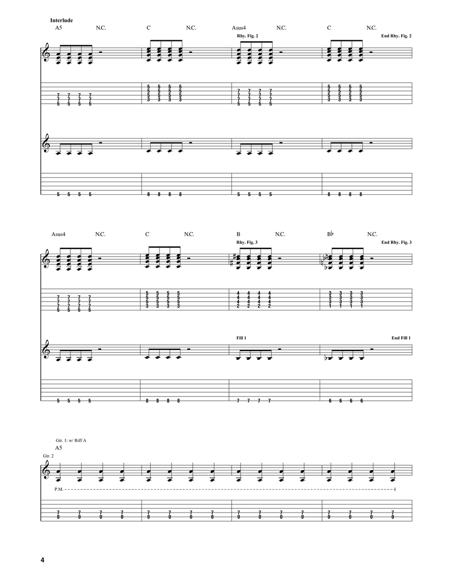 The Hardest Button To Button Guitar Tablature scores gallery preview page 4
