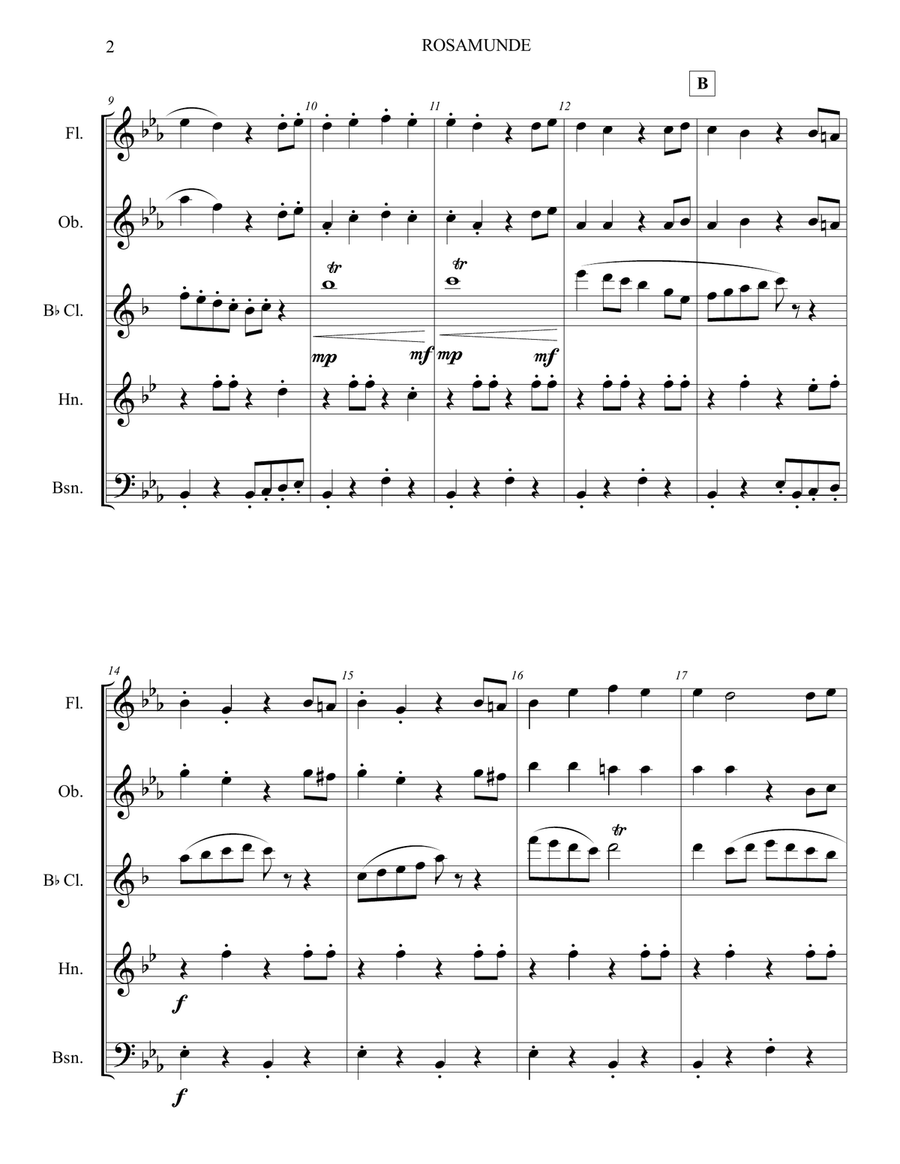 Rosamunde (Beer Barrel Polka) Woodwind Quintet scores gallery preview page 3