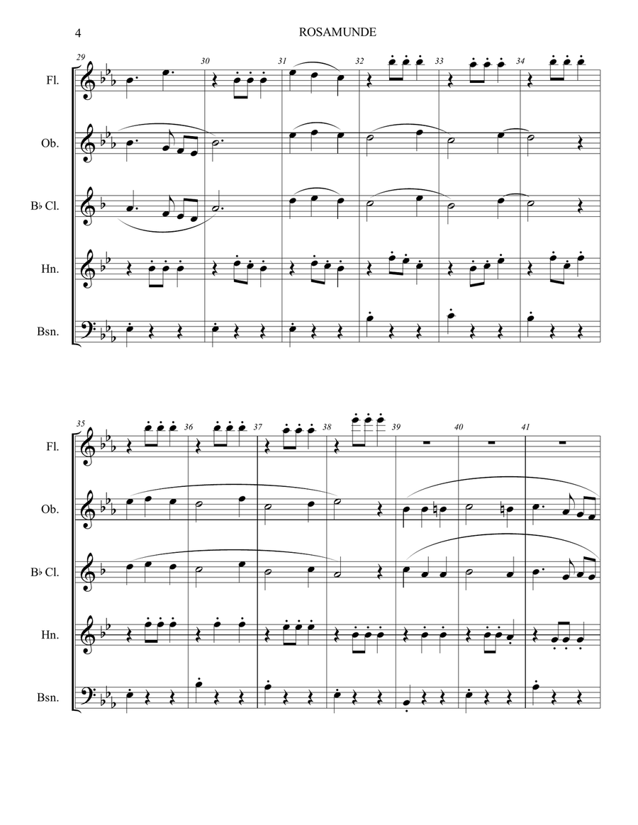 Rosamunde (Beer Barrel Polka) Woodwind Quintet scores gallery preview page 5