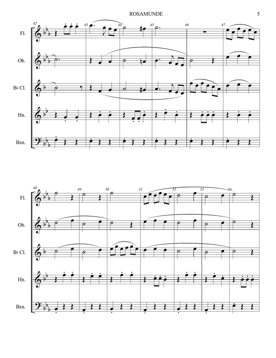 Rosamunde (Beer Barrel Polka) Woodwind Quintet scores gallery preview page 6