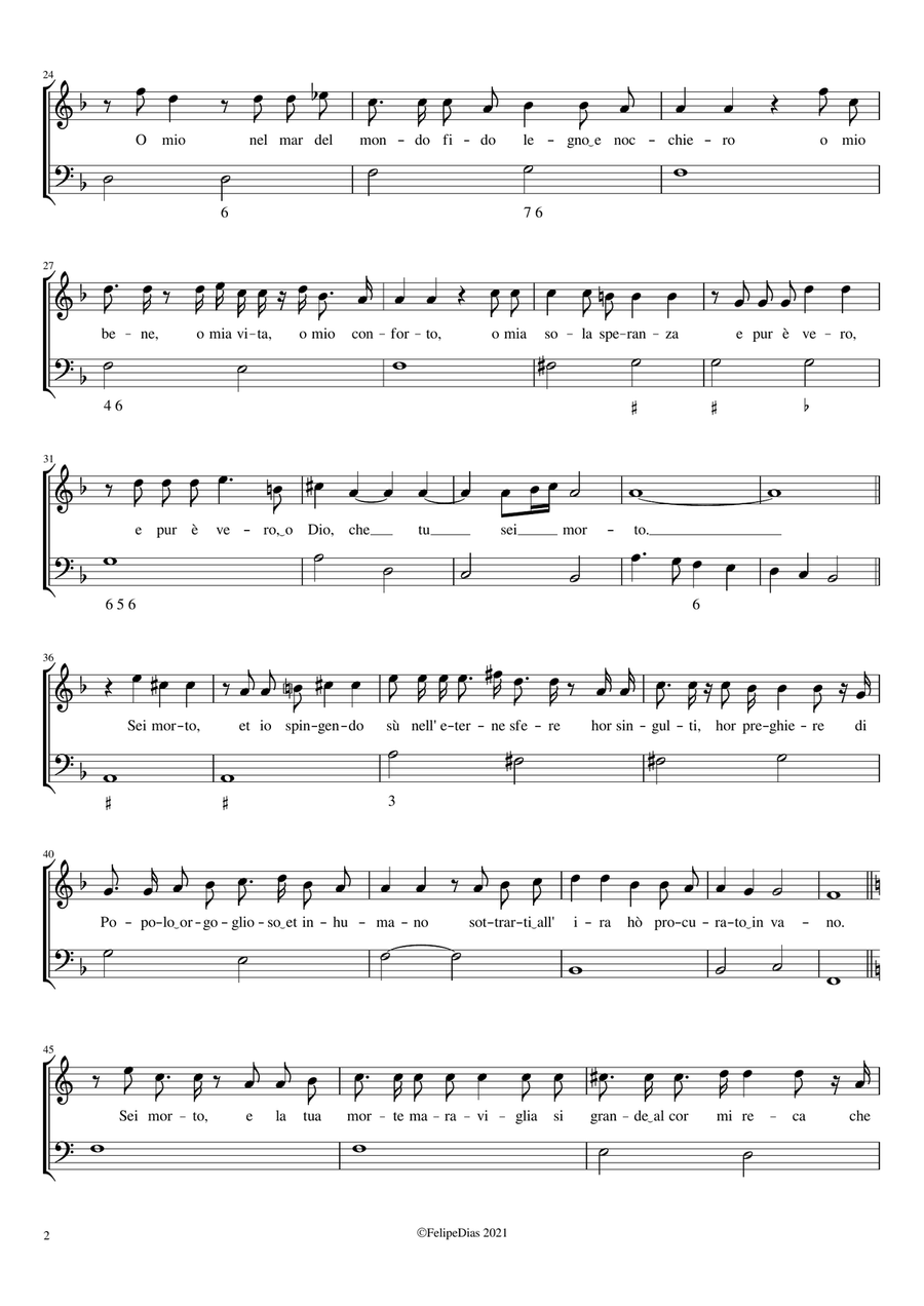 Pianto della Maddalena: Pender non prima vide sopra vil tronco Voice Solo scores gallery preview page 2