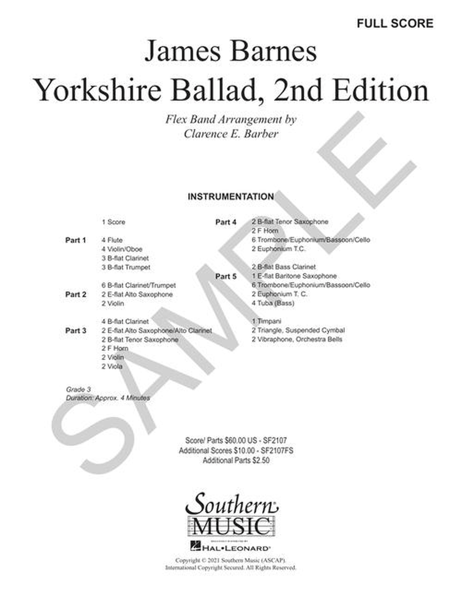 Yorkshire Ballad, 2nd Edition Concert Band scores gallery preview page 2
