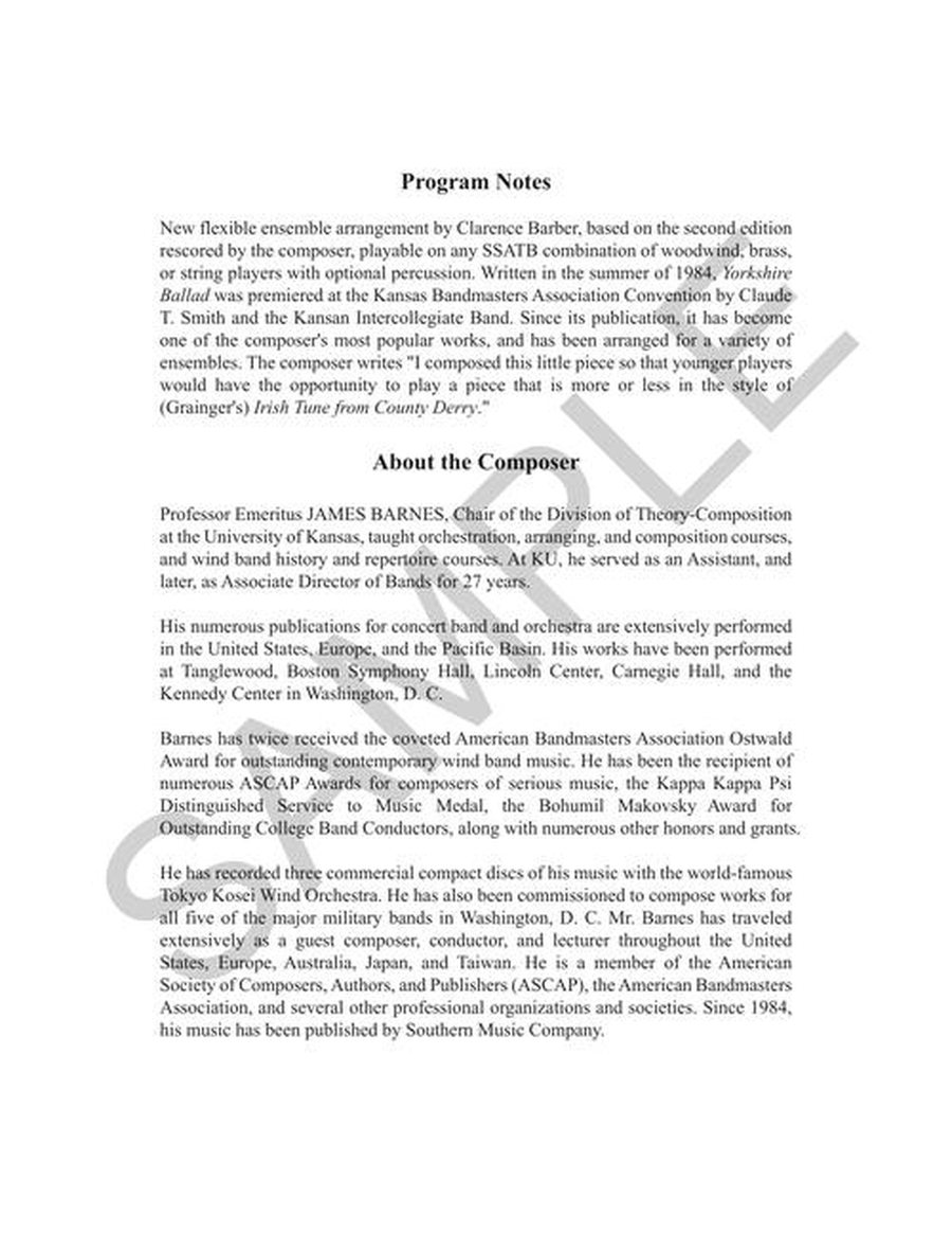 Yorkshire Ballad, 2nd Edition Concert Band scores gallery preview page 3