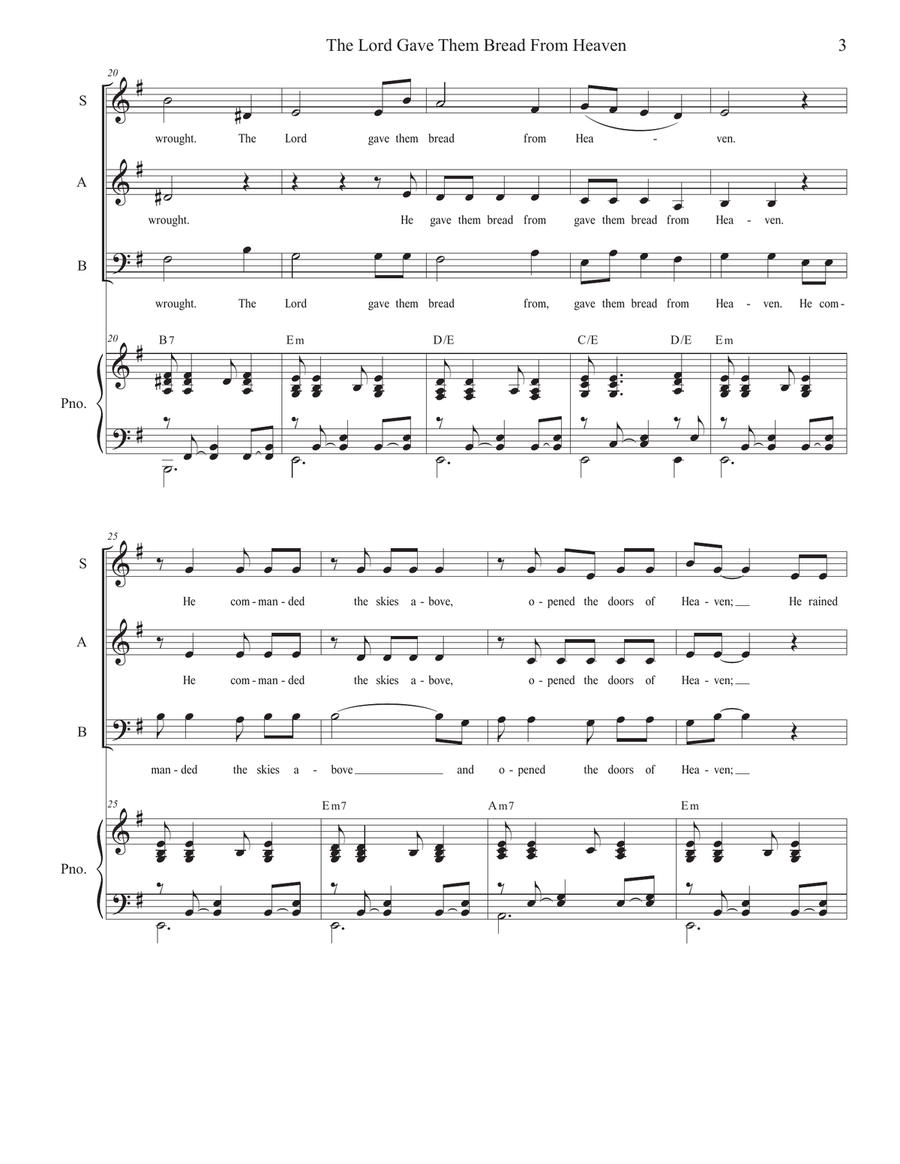 The Lord Gave Them Bread From Heaven (Psalm 78) (SAB) 3-Part scores gallery preview page 3