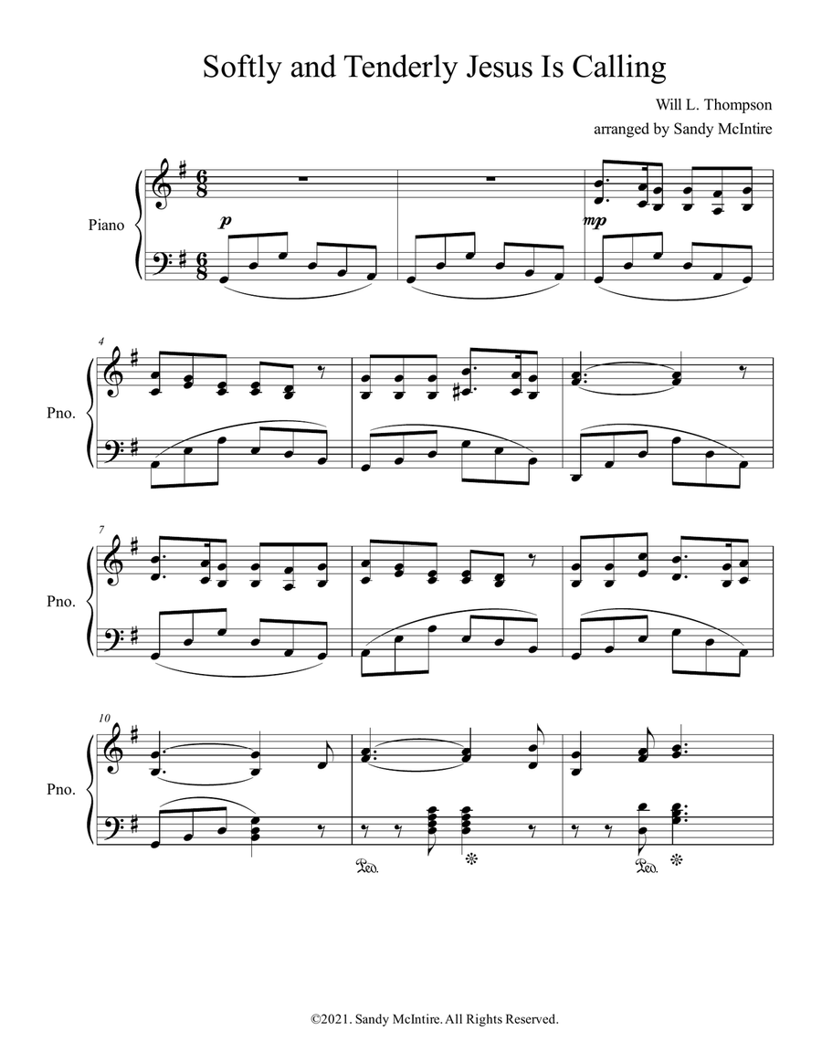 Softly and Tenderly Jesus Is Calling Piano Solo scores gallery preview page 2