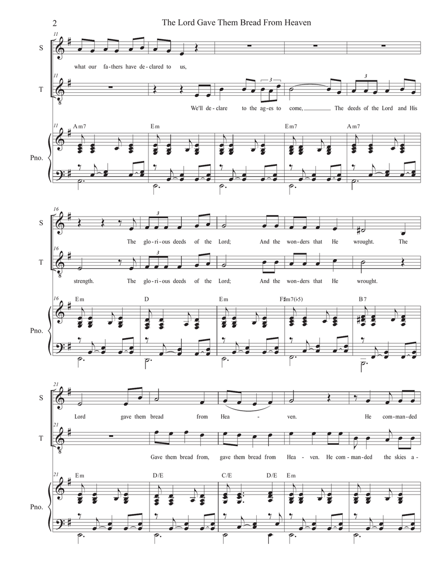 The Lord Gave Them Bread From Heaven (Psalm 78) (Duet for Soprano and Tenor solo) Tenor Voice scores gallery preview page 2