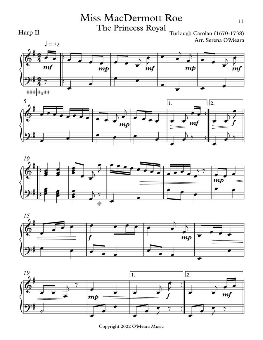Miss MacDermott Roe, Princess Royal, Harp II Celtic Harp scores gallery preview page 2