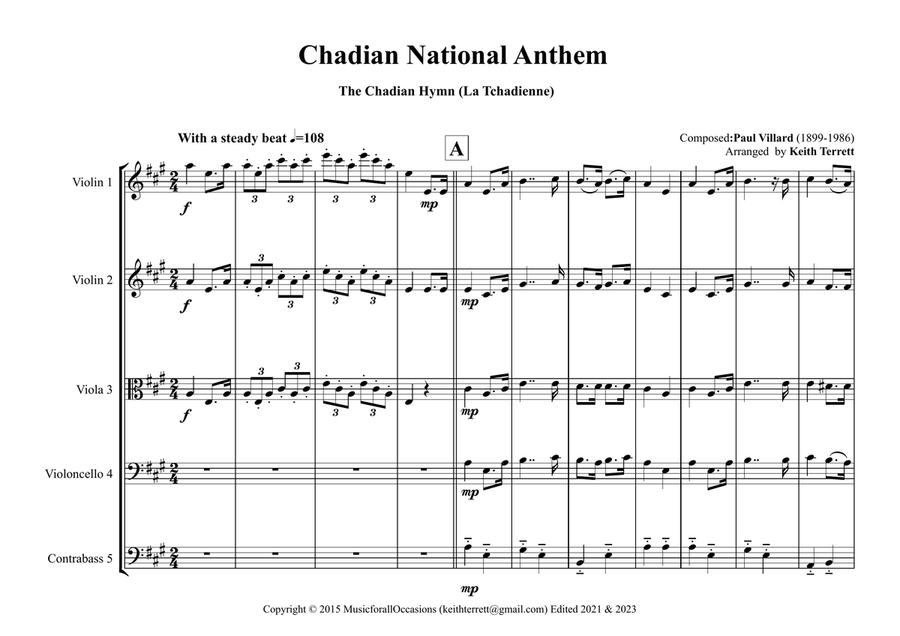 Chadian National Anthem for String Orchestra (World National Anthem Series) String Orchestra scores gallery preview page 2