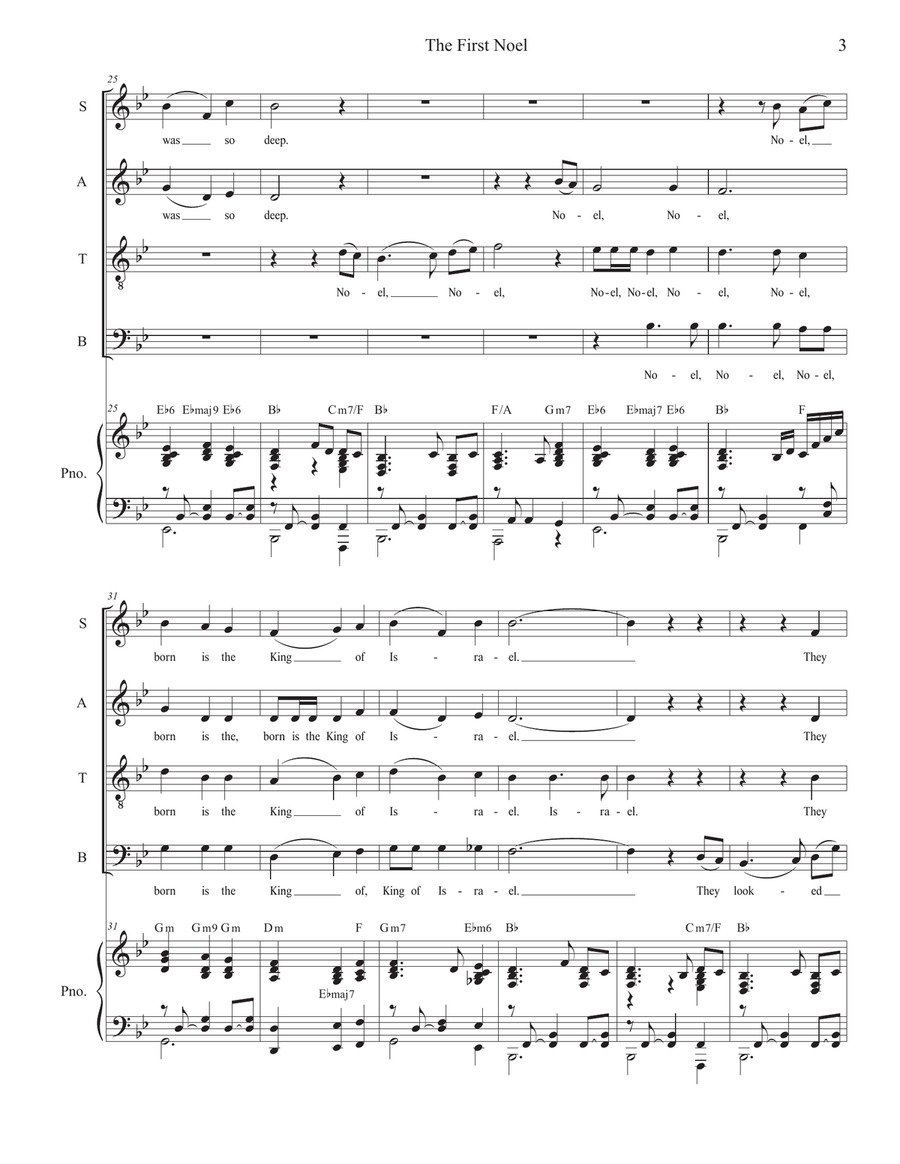 The First Noel (Vocal Quartet - (SATB) 4-Part scores gallery preview page 3