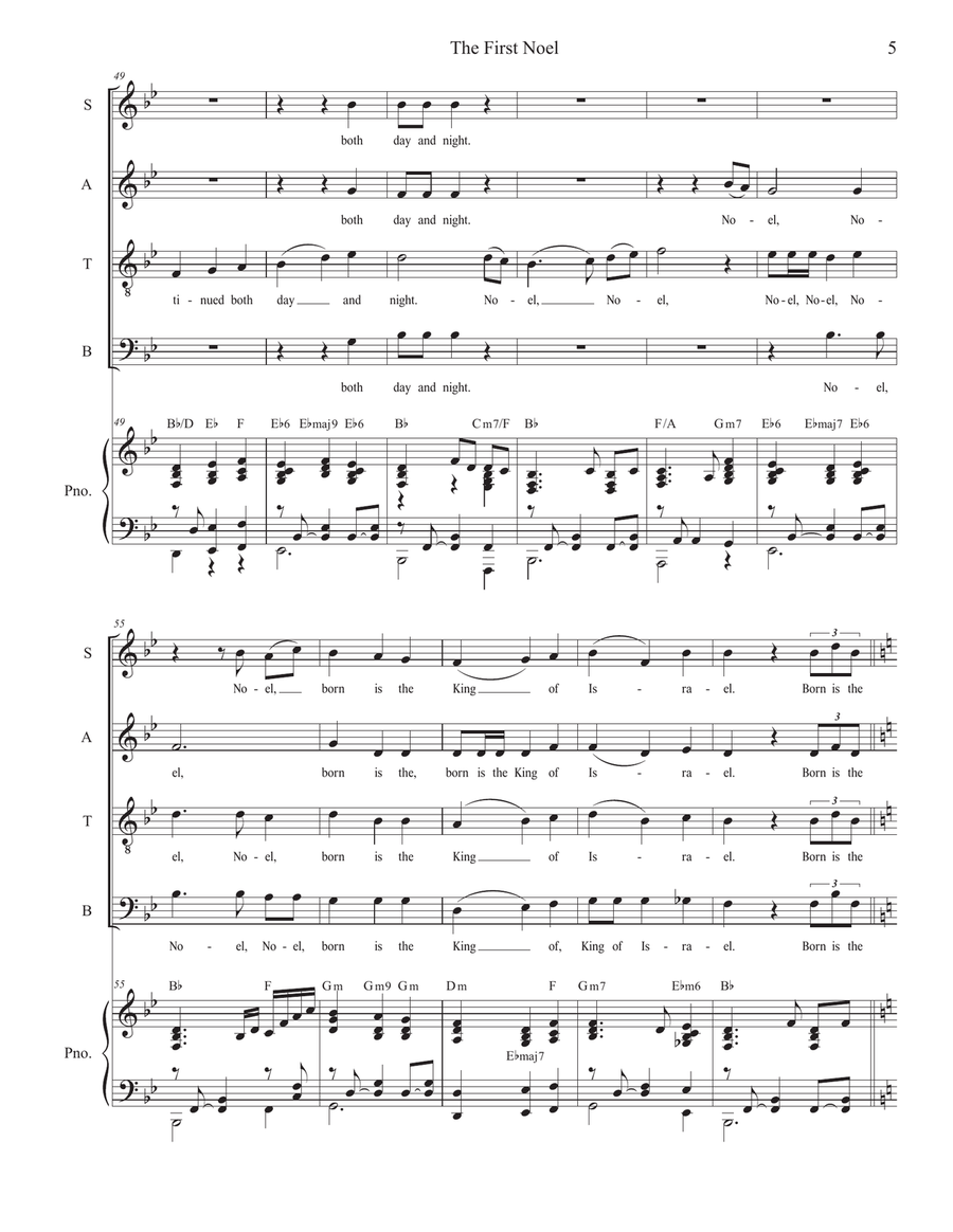 The First Noel (Vocal Quartet - (SATB) 4-Part scores gallery preview page 5