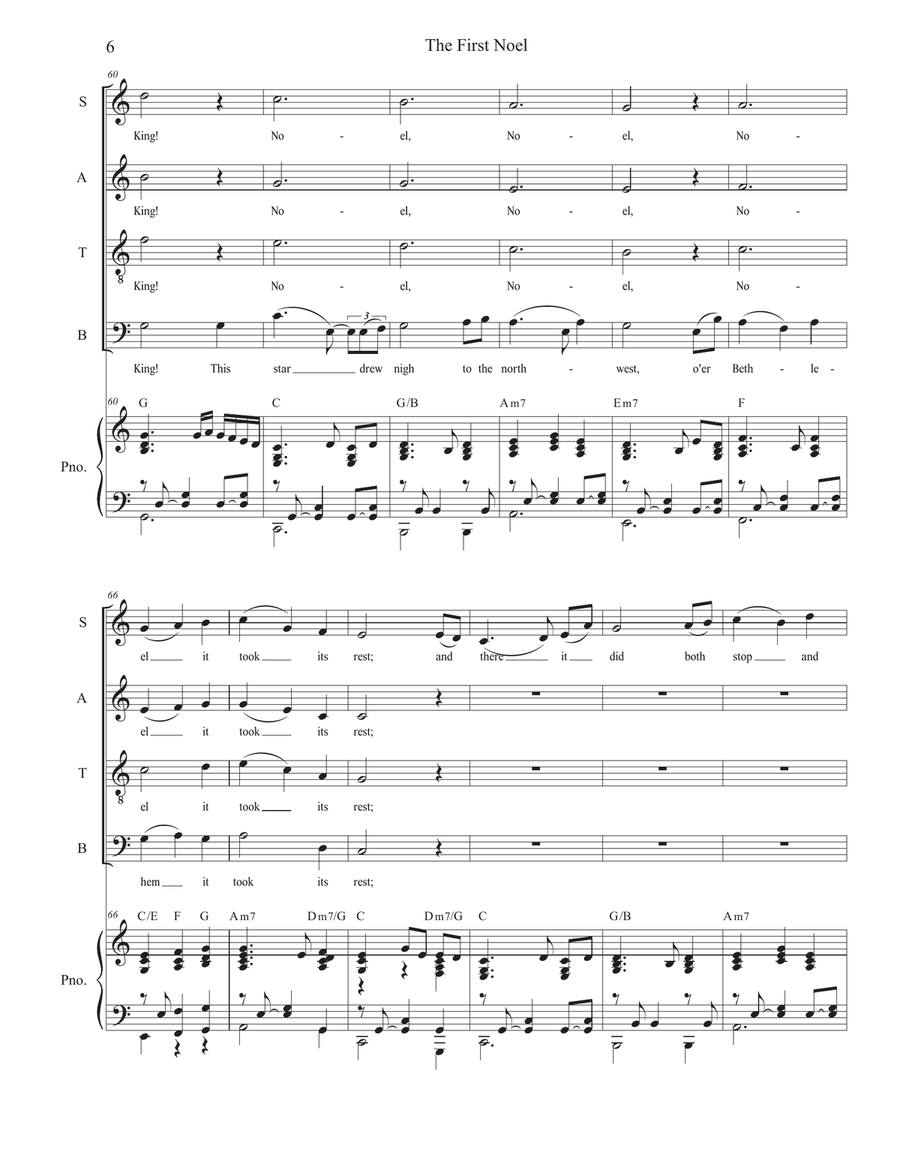The First Noel (Vocal Quartet - (SATB) 4-Part scores gallery preview page 6