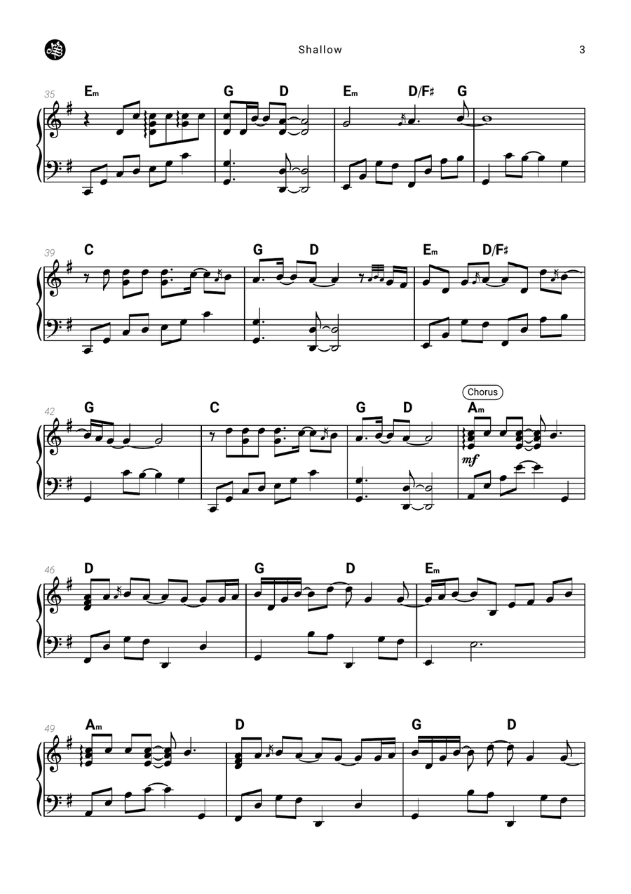 Shallow Shallow Piano Solo scores gallery preview page 3